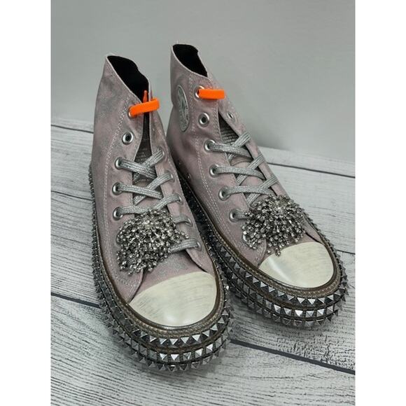 Nan-Ku X Free People Womens Cruise Studded Hi Top Sneakers Mellow Mauve Size 37 - Picture 2 of 6